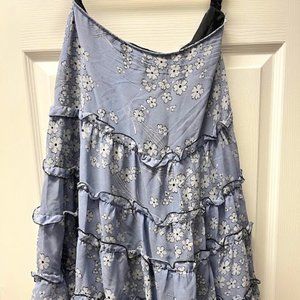 Anna Sui Silk Skirt, Size 2, New w/ Tags, Blue Floral